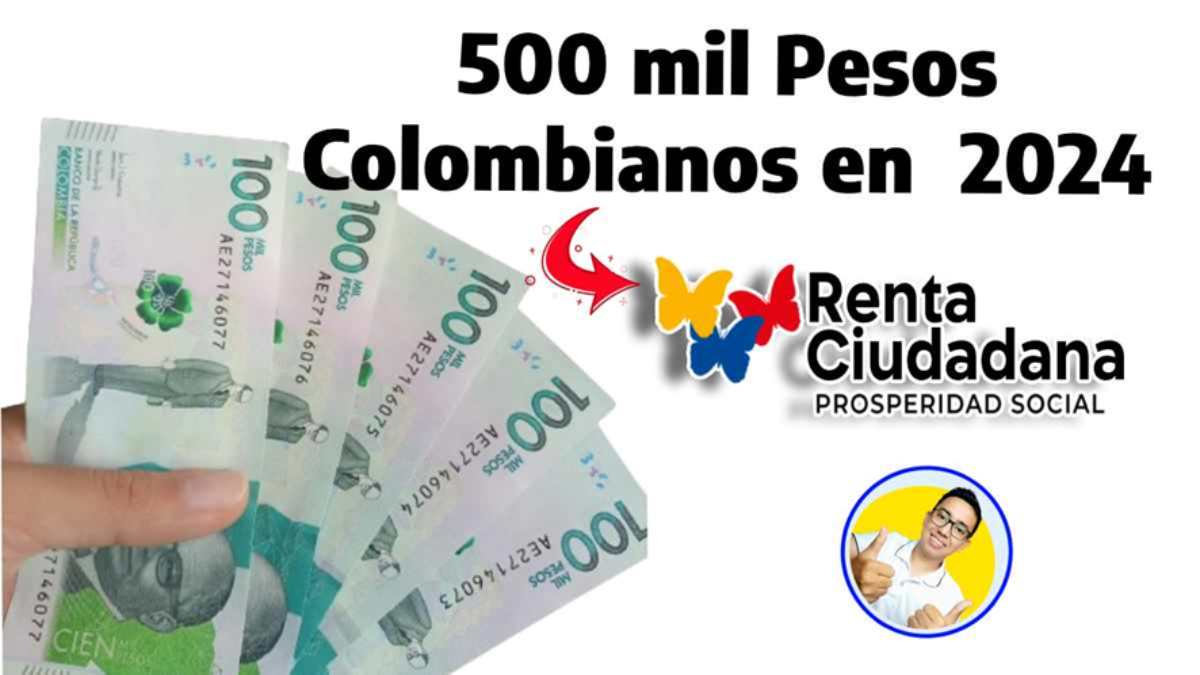 500 mil pesos colombianos en 2024, billetes en denominación pesos colombianos, los logos de renta ciudadana y wintor abc