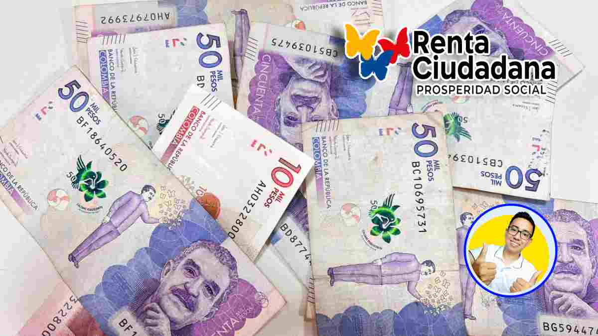 imagen de billetes denominación pesos colombianos y los logos de renta ciudadana y Wintor ABC