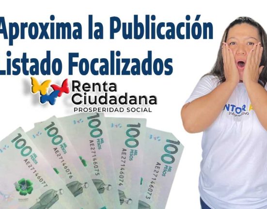 Se aproxima la publicación de listado focalizados, la foto de Jully Torres, el logo de Renta Ciudadana, y billetes en denominación en pesos colombianos.