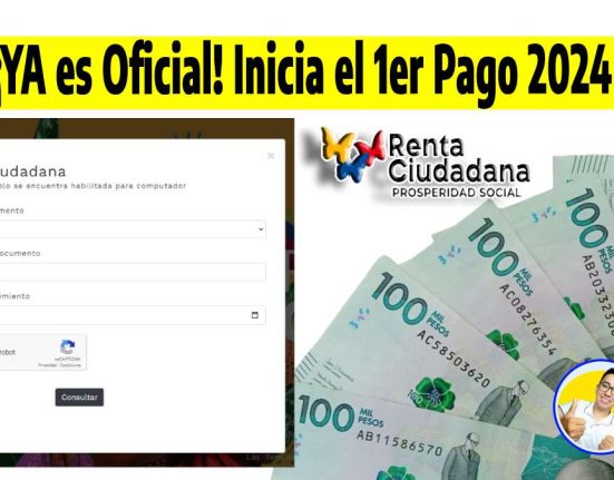 ¡YA es Oficial! Inicia el 1er Pago 2024 Formulario de consulta beneficiarios el logo de Renta Ciudadana y Wintor ABC, Billetes en pesos colombianos.