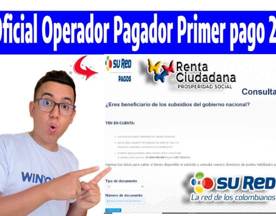 Es Oficial Operador Pagador Primer pago 2024, logo de Renta Ciudadana y Sured, capture de la pagina oficial de consulta y la foto de Wintor ABC