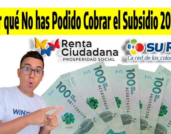 ¿Por qué No has Podido Cobrar el Subsidio 2024? Logos de renta ciudadana y sured, cinco billetes de denominación en pesos colombianos y la foto de Wintor ABC cara de asombro señalando con los dedos.