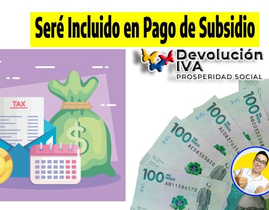 Seré Incluido en Pago de Subsidio, logo de la Devolución de IVA, billetes de cien mil pesos colombianos y imagen de signo peso y logo de Wintor ABC.